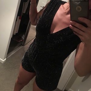 Silver black sparkling romper